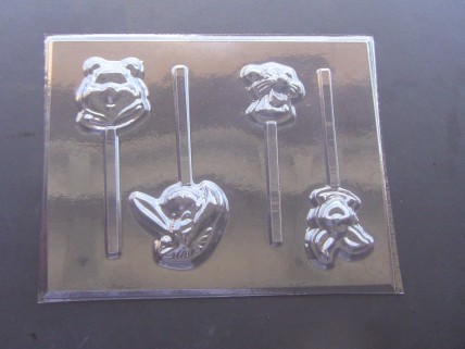 291sp Honey Bear Friends Faces Chocolate or Hard Candy Lollipop Mold